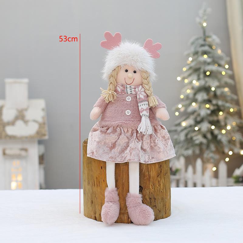 Pink Long Plush Boy and Girl Dolls for Christmas Decor