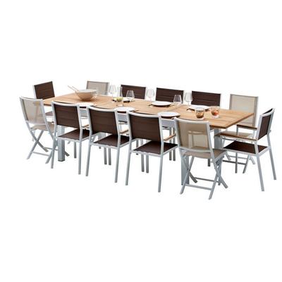 Garden Furniture Set Bali T 8 / 12 + F 8 + C 4 White Teak Wilsa Garden