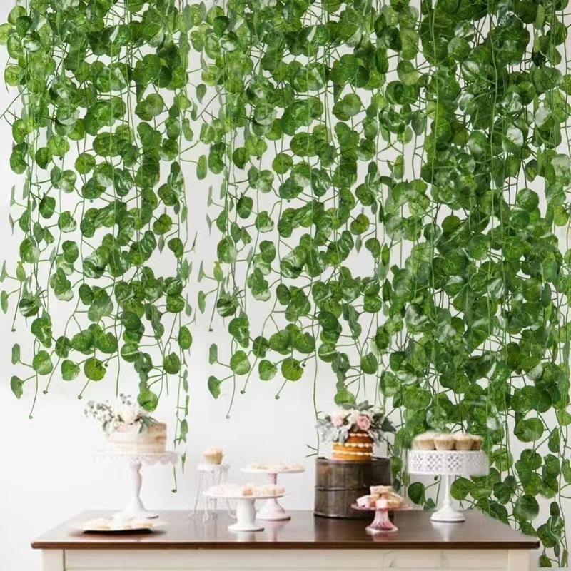 1/2M Artificial Rattan Strips Plant Simulated Leaves Indoor and Outdoor Decoration Plant Home Wall Hanging Decoration