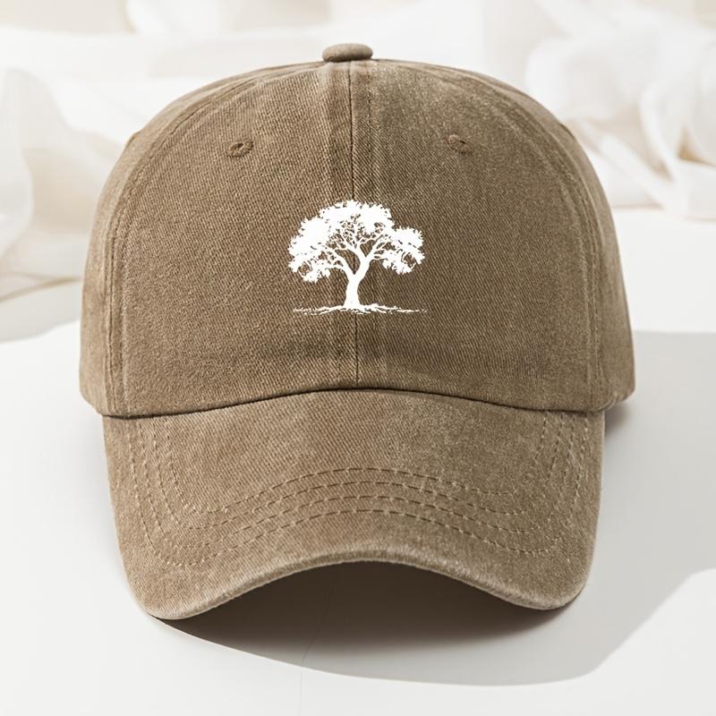 Big Tree Print Baseball Cap Retro Washed Casual Cap Baseball Cap Old Style High Quality Hip Hop Hat Adjustable