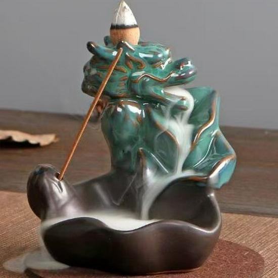 Creative Resin Backflow Incense Burner - Mountain Stream Design, for Sandalwood and Agarwood, Indoor Home Décor