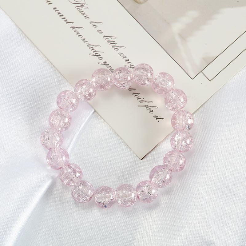 10mm Y2K Style Cracked Bead Bracelet, Multi Color Glass Round Bead Women's Fashion Jewelry Suitable For Daily Wear