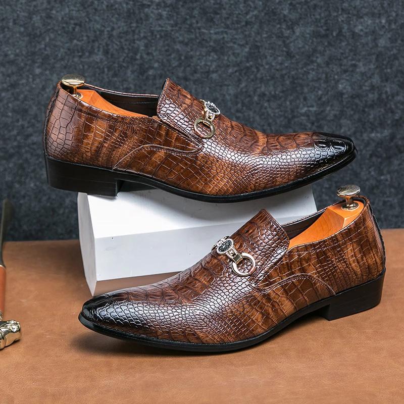 Fashion Brand Classic Brown Men's Office Business Dress Shoes Pointed Chelsea Shoes Men's Casual Loafers Free Delivery