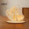 Rustic Wood Carving Art Wooden Couple Ornaments with LED Lights, Romantic Statue Heart Atmospheric Wedding Table Centerpiece Design, Warm Glow
