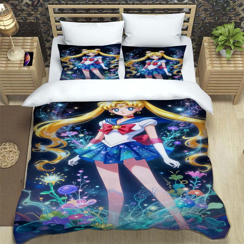 Neue Kawaii Sailor Moon Weiche und Bequeme Bettbezug, Kinderbettwäsche Set Geschenk, Extragroß, Mehrere Größen Verfügbar.