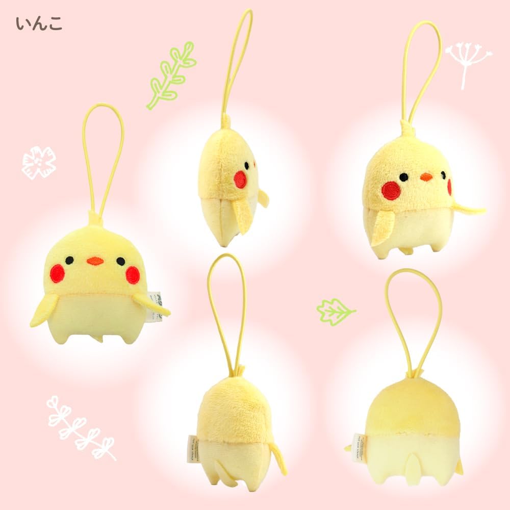 Morisaka Global Petamon Parakeet Plush Toy 5.5x2.5x6.5cm Animal Strap Charm Cute for Bags and Backpacks