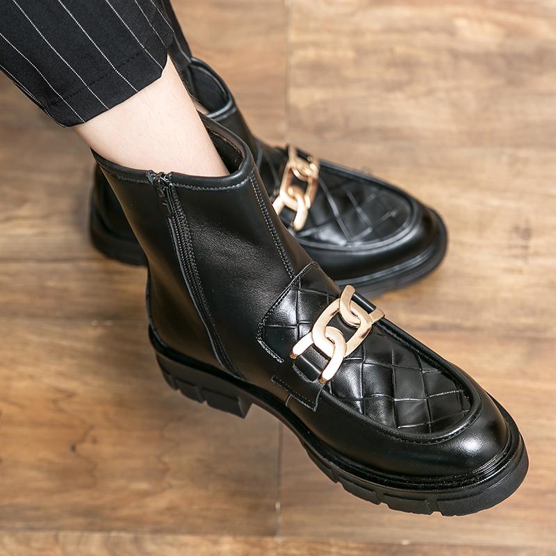 Fashion Classic Black Gentleman's Leather Shoes Men Fashion Brand Zip Men's Ankle Boots High Top Formal Boots For Men bota masculina