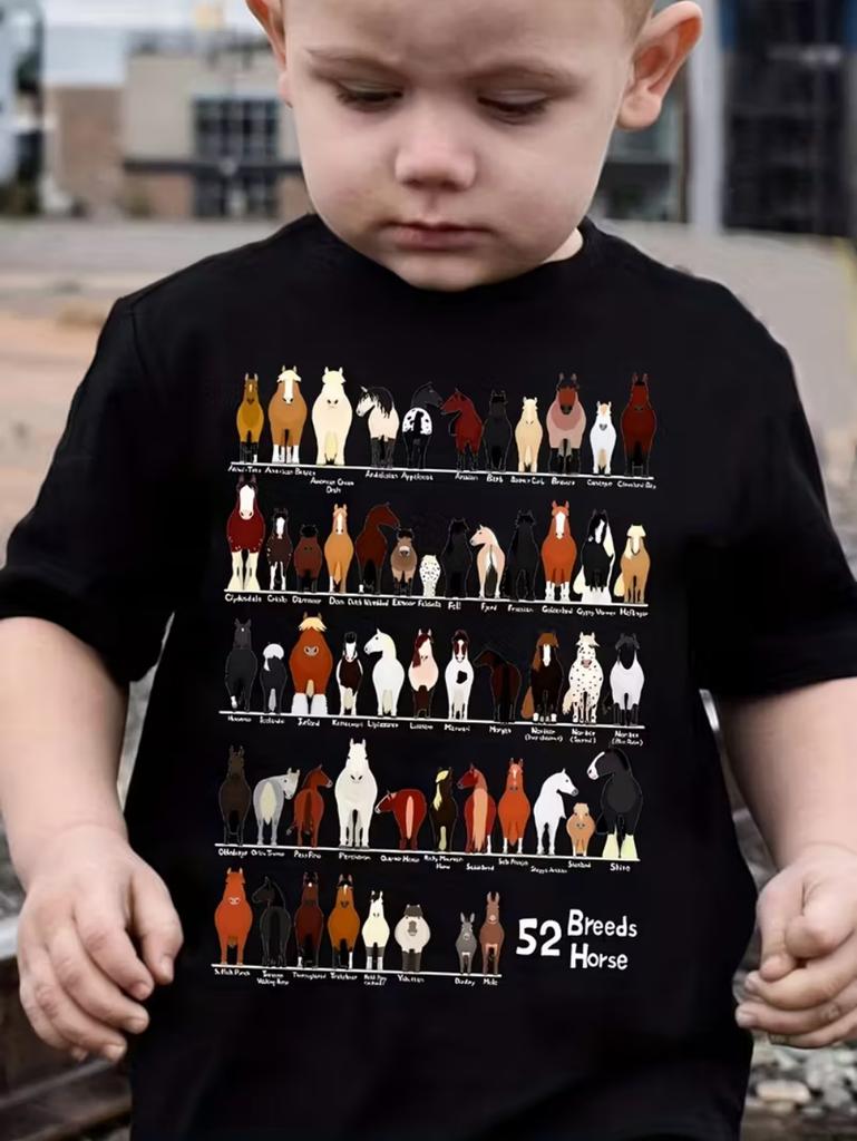 Children's Clothing Boys T-Shirt 3D Horse Print Short Sleeve Fashion Kids Summer Clothes Casual Child Girls Clothing O-Neck Tops
