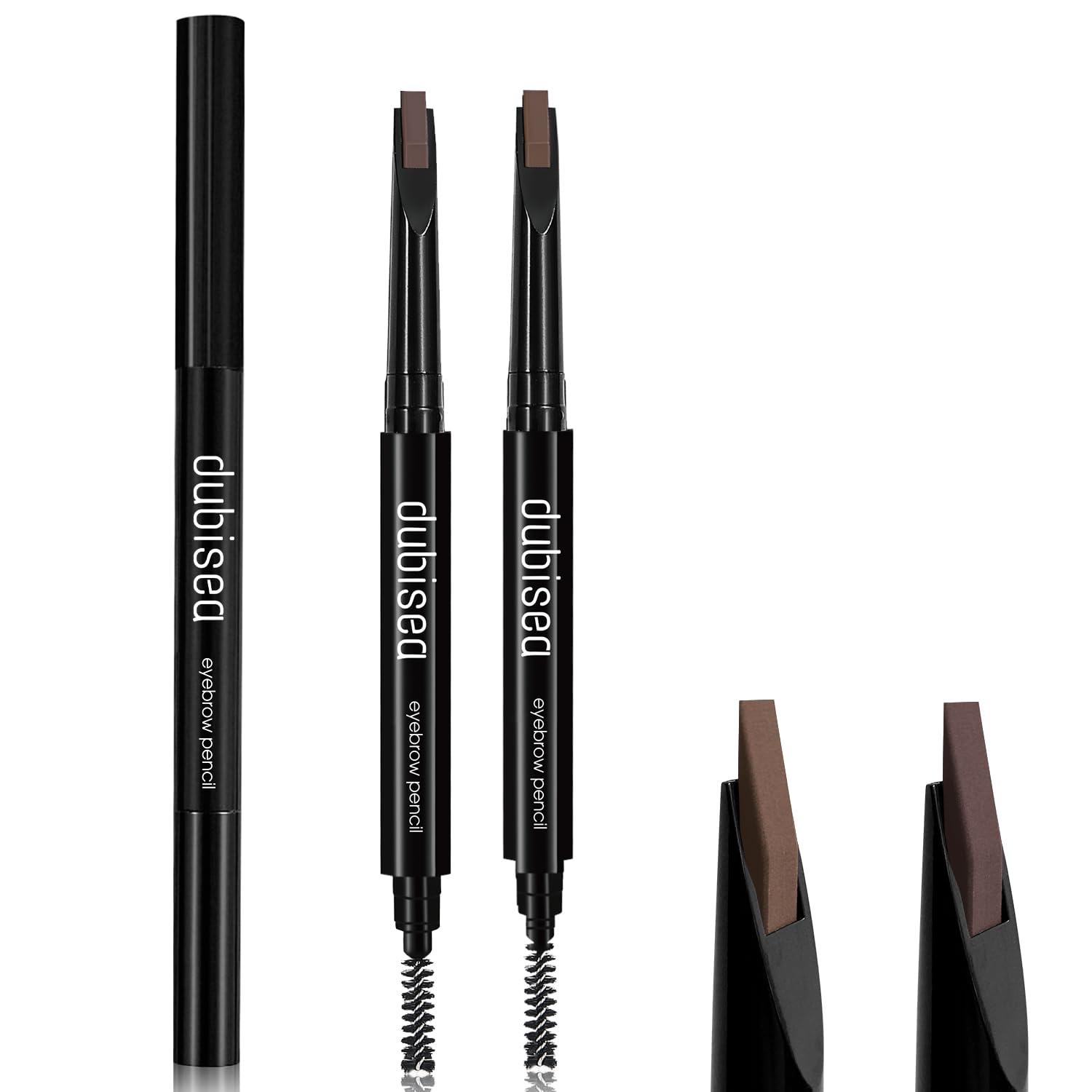 

Dubisea Eyebrow Pencil, Ultra-Fine 0.1mm, Smudge-Proof, Retractable, Waterproof, with Brush, 0.4g (x 1) (02 Dark Brown + 03 Light Brown)