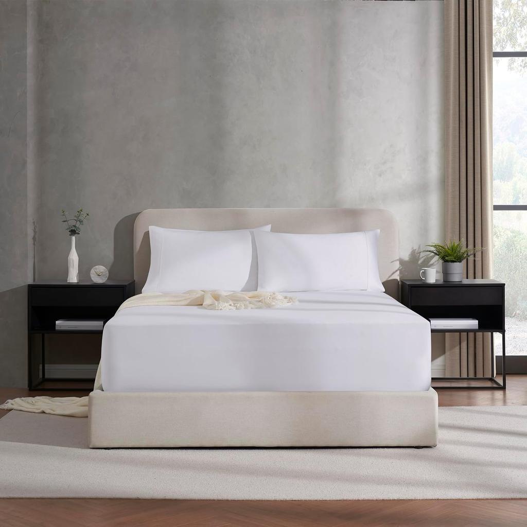 1pc Soft Fitted Sheet Easy Care & Fit Mattress Protector Comfortable Bedding for All Seasons Hotel Luxury for Women, Men, Elderly & Teens