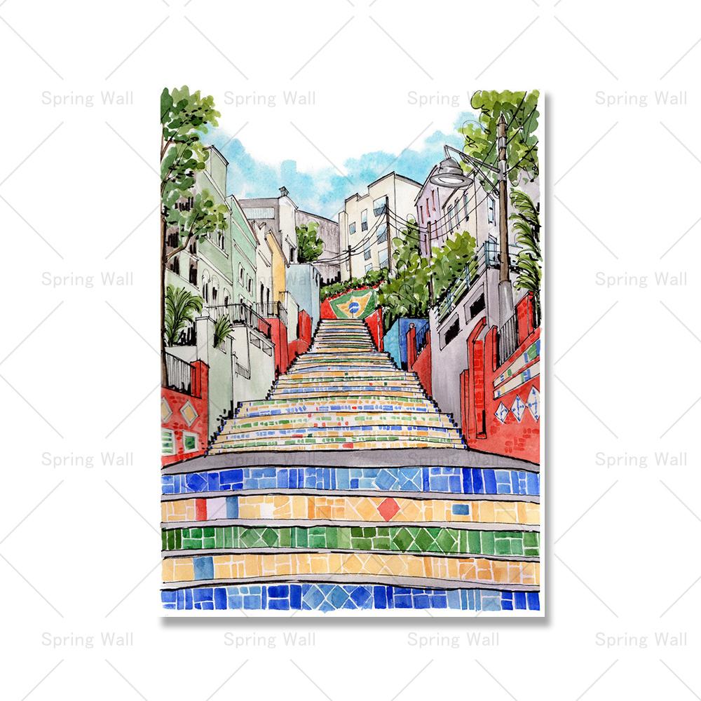 

Красочный городской плакат Бразилия Рио-де-Жанейро скандинавская настенная живопись на холсте настенные панно для гостиной домашний декор подарок для путешествий 21x30cm No Framed