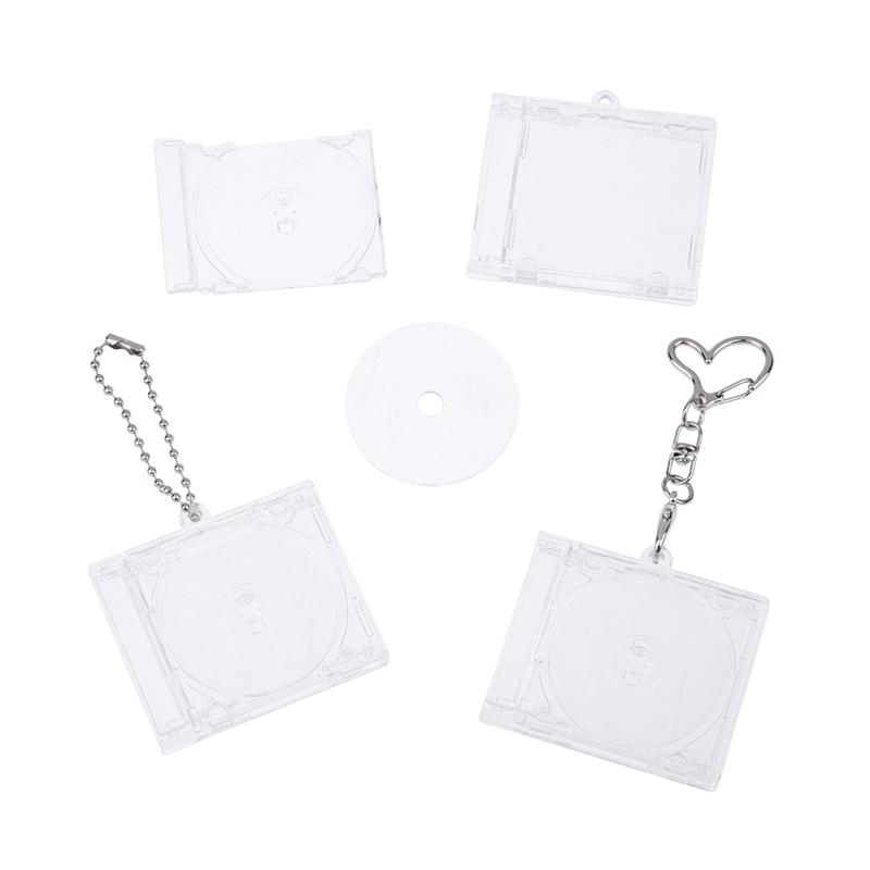Mini Cd Keychain Album Cases Plastic Cd Cases Clear Dvd Cover Bulk Dvd Jewel Keyring Music Blank Mini Compact Disc Holder