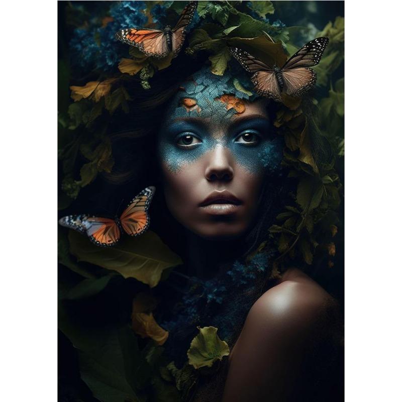 Vintage Animals In the Jungle, Flowers, Canvas, Painting, Poster Printing, Peacock, Tukan, Parrot, Elephant, Monkey, Wall Painting