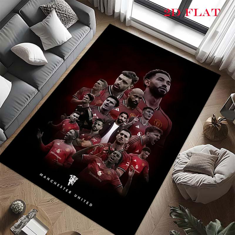 Roter MUFC Glory Teppich für Wohnzimmer, Schlafzimmer, Zuhause, Sofadekoration, Rutschfeste Bodenmatte für Kinder zum Spielen