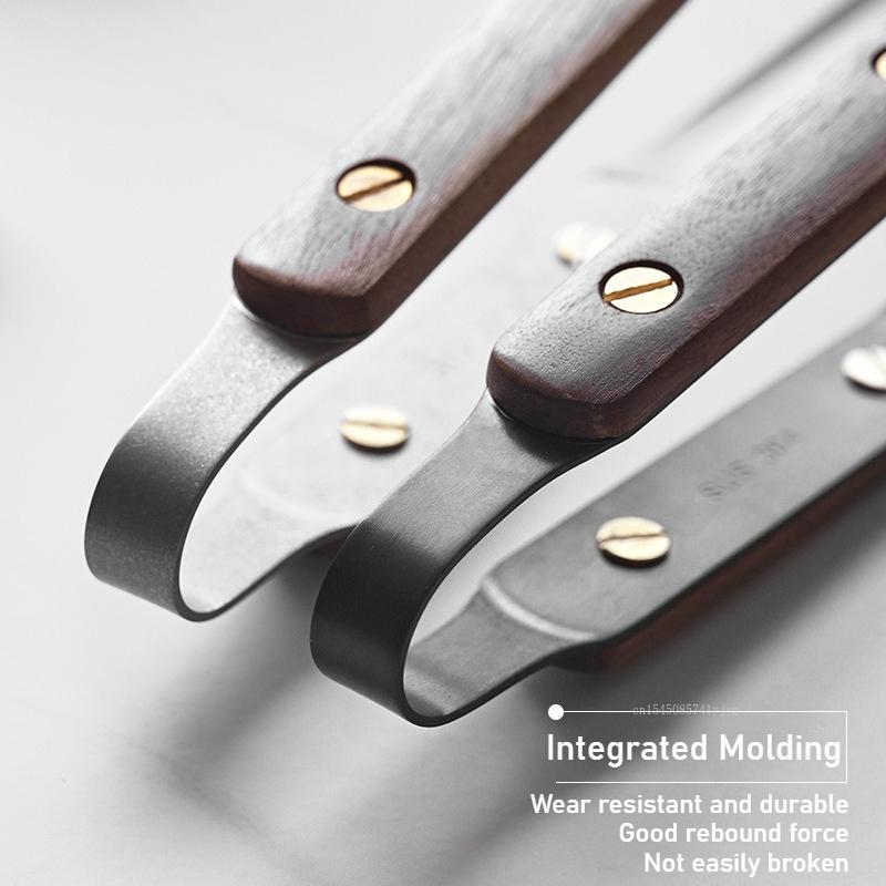 Walnut Stainless Steel Food Anti-scalding Food Clip Food Tongs Meat Salad Bread Serving Tongs for Barbecue Cooking Utensils