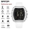 SANDA Men's Multifunctional Dual Time Waterproof Sport Watch - Fashion Tonneau Shape with Snooze Feature