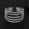 Bridal accessories, temperament full diamond open elastic bracelet multi-row claw chain pearl bracelet
