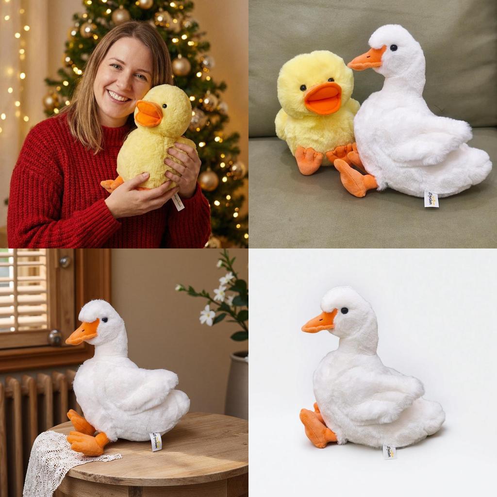 Cute Sitting Yellow Duck Plush Toy With Pp Cotton Filling For Kids And Adults