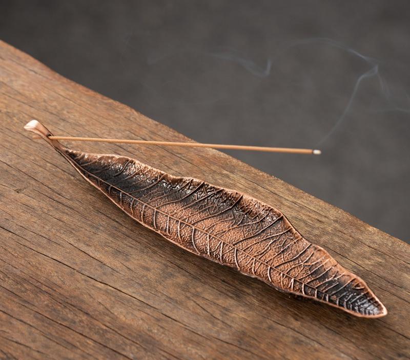 

Держатель для благовоний Ловец пепла Длинные листья Курильница для медитации Аксессуары для домашнего декора бронзовый