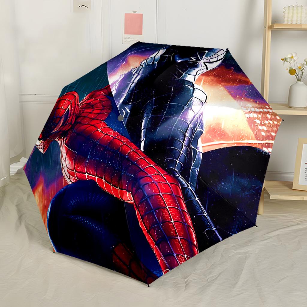 Spider-man Web Adventure Portable Automatic Umbrella Compact & Durable 8-Rib Design Foldable Design Perfect for Outdoor Adventures Fashionable