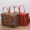 Rectangular Hand-Woven Basket Bamboo Handheld Woven Basket Retro Bamboo Picnic Basket  Photo Prop