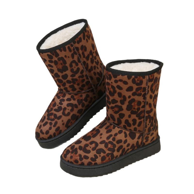 Neue modische Baumwollstiefel in Wadenhöhe für Damen, einschließlich Übergrößen mit Fleece und verdickten Schneestiefeln