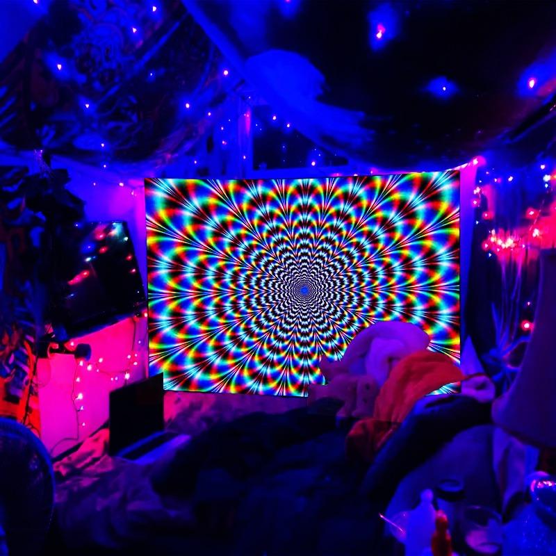 Awakening Chakra Yoga Actions Fluorescent Uv Tapestry Halloween Home Party Atmosphere Fluorescent Uv Tapestry
