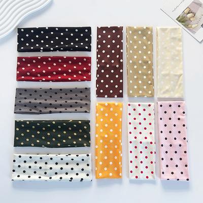 Elegant Temperament Wide Brim Hair Ties Fashion Girls Sporty Headband Woman Polka Dot Fabric Hairband Fitness Sweatband Headband