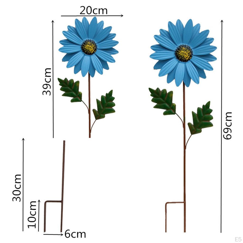 Vertical Metal Wind Stake Art Decor Flower Sculpture for Garden Farmhouse Yard Outdoor Decoration