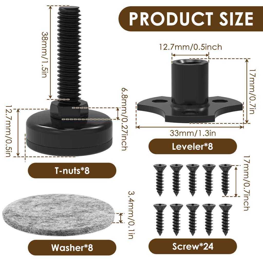 8/4PCS Furniture Leg Leveling Feet Table Chair Leg Levelers Adjustable Height Can Withstand 1320 Lbs for Cabinets Sofa Desks