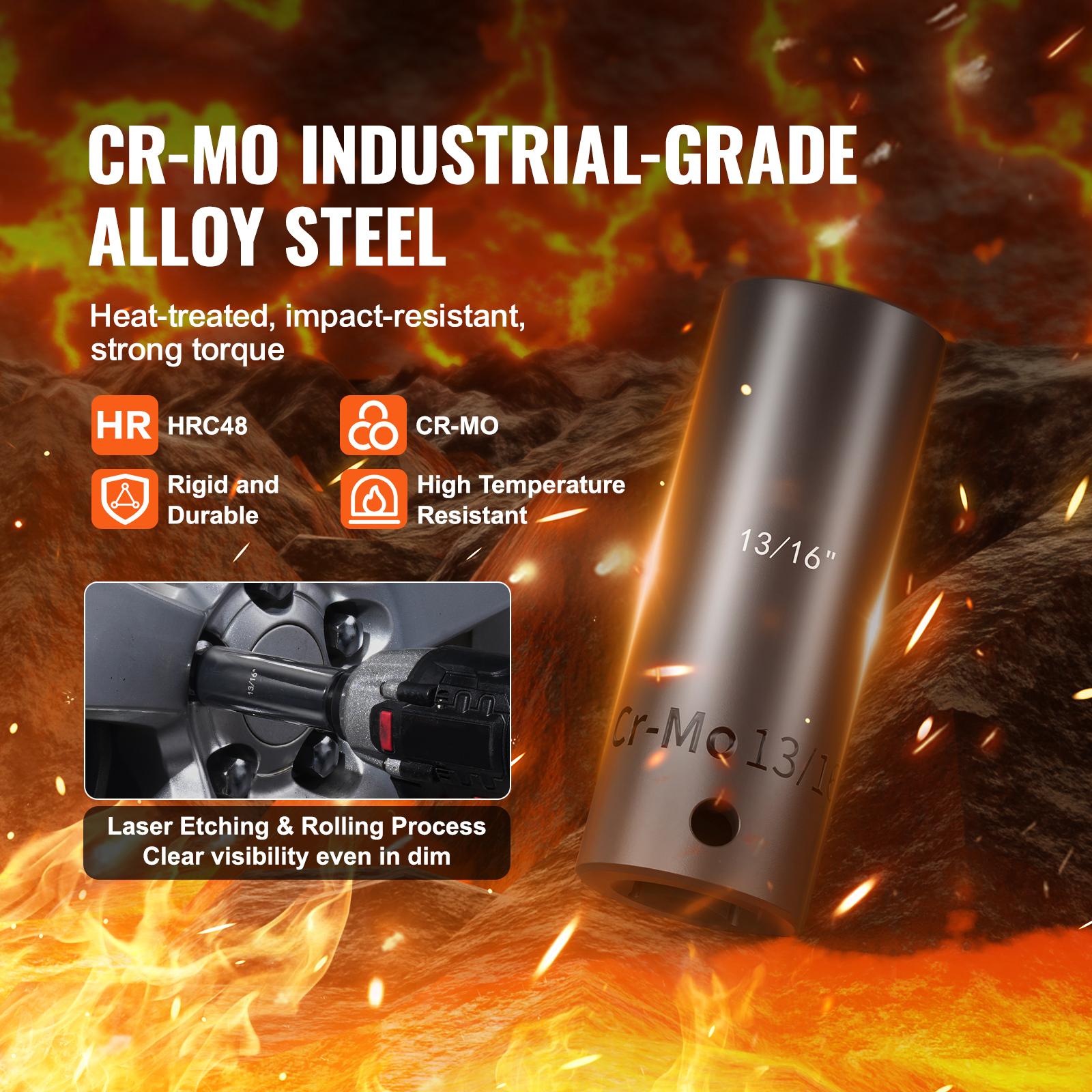 SucceBuy 3/8  & 1/2  Drive Impact Socket Set 59 PCS Socket Set SAE 5/16  to 1-1/4  Metric 6-32mm 6 Point Cr-Mo Alloy Steel Set