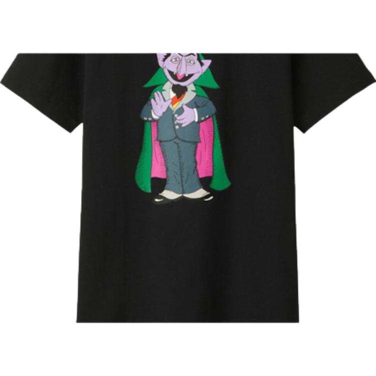 Uniqlo X Kaws X Sesame Street Collaboration Short Sleeve T-Shirt Unisex Tops Black UQ412761000