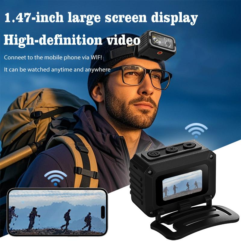 1080P Sports Camera Head Mounted Lighting Camcorders with WIFI Action Cam Video Recorder Bodycamear For Camping and Cycling