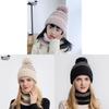 Conjunto de Chapéus de Tricô Para Mãe e Bebê Com Tecido de Lã Aquecimento de Inverno e Proteção à Prova de Vento