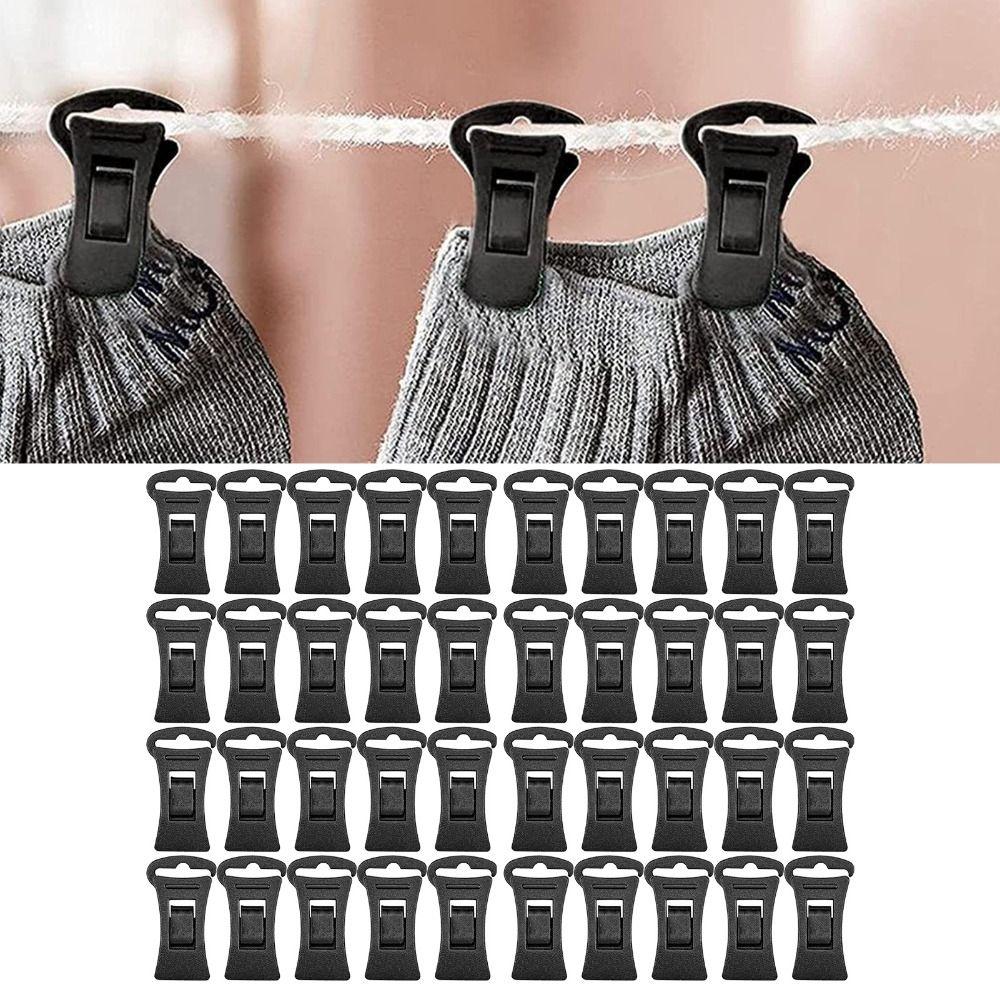 40 Pcs Portable Plastic Clothespins Black Laundry Clips Practical Drying Rack Clips Clothesline