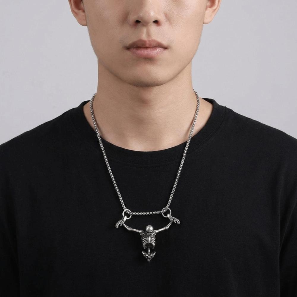 Hip Hop Skull Head Pendent Zinc Zinc Alloy Clavicle Chain Retro Men Necklace Women
