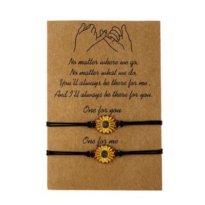 1 Set Friendship Card Bracelets Sunflower Dripping Oil Adjustable Bracelets