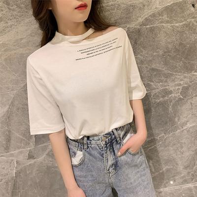 Off Shoulder T-shirt Women Short Sleeve Summer New Korean Loose Top