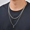 Vnox Set di 2 Collane per Uomo Donna, Acciaio Inossidabile Ciondolo Lettera Iniziale A-Z Catena Intrecciata e Catena Cuban Link Choker Nuovo