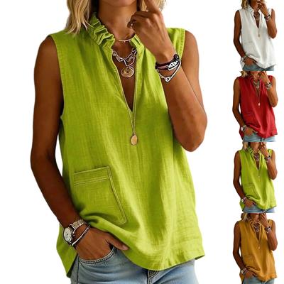 Women's Cotton And Linen Sleeveless Loose-fitting Casual Versatile Top