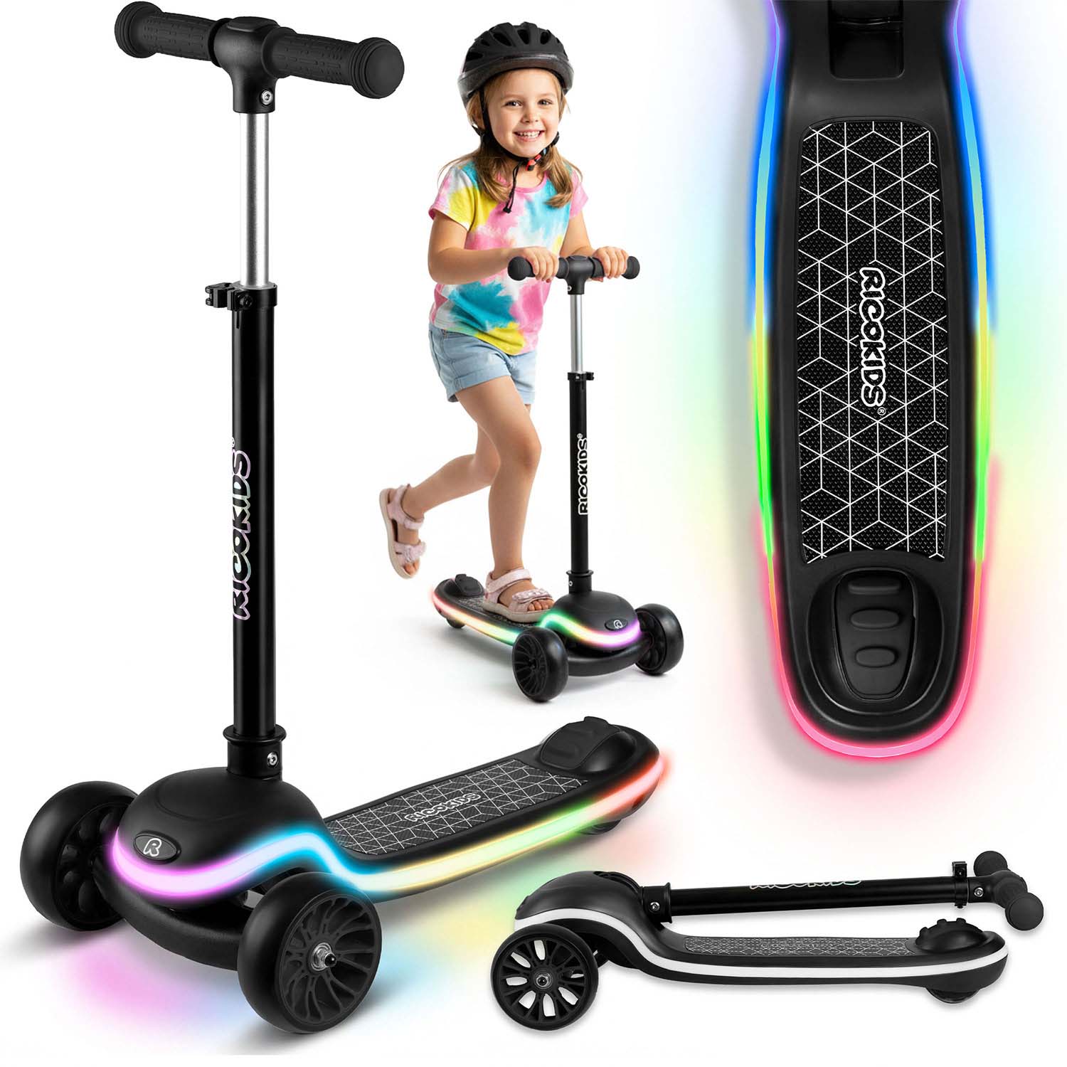 Ricokids Leddi Trīsriteņu Līdzsvara LED Skūteris