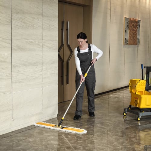 Cleanhome Commercial Mop, 90cm Wide, for Wet and Dry Mopping, Dust Removal, and a Wide Range of Flooring and Gym Mops, Includes Two Replacement Microf