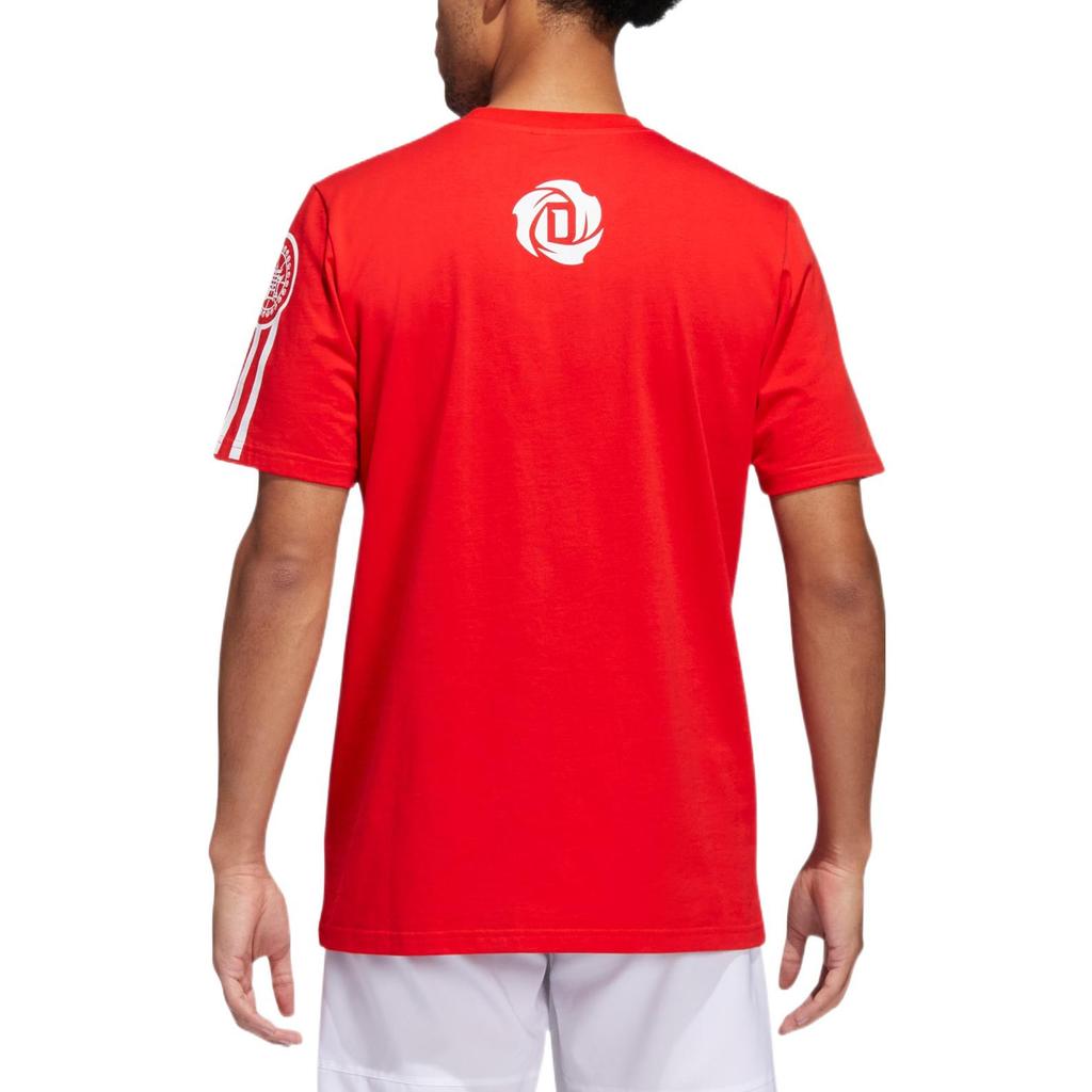 adidas T Shirts Men's Red Crew Neck Moderate Straight Fit IC8106