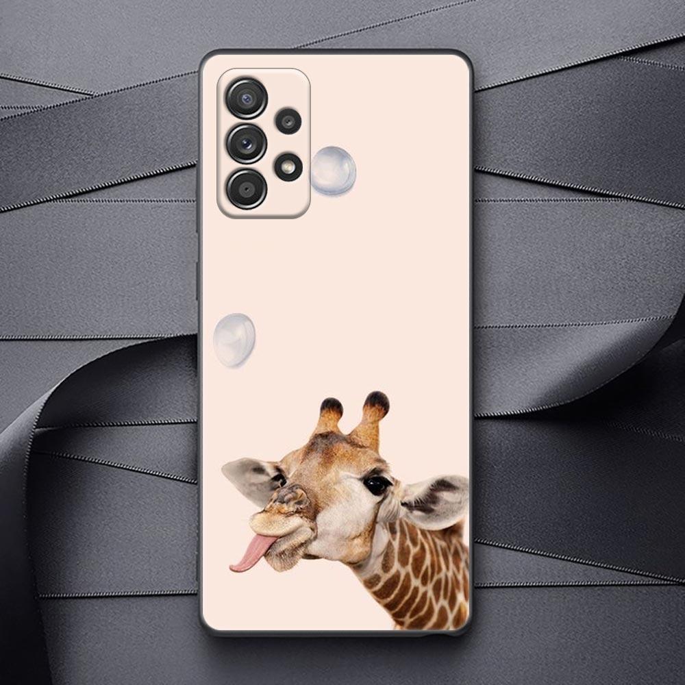 

Милый мультяшный жираф, животное, черный чехол для телефона для Samsung Galaxy A51 A12 A52 A21s A71 A32 A31 A02s A72 A11 A41 A22 A03s Обложка Samsung A71 5G