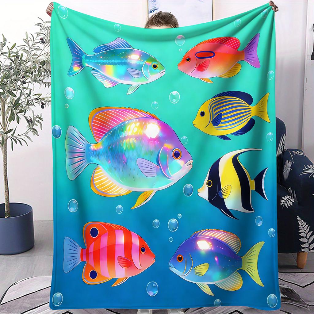 Ocean Fish Soft Blanket Fashionable Small Cover Blanket Suitable For Bedrooms Living Rooms Dormitories Cars Offices Napping