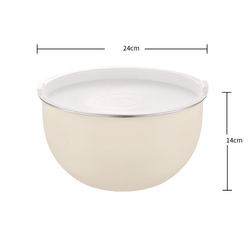 304 Stainless Steel Salad Mixing Bowl with Lid Kitchen Egg Dough Stirring Basin Fruit Vegetable Storage Bowls for Baking Cooking