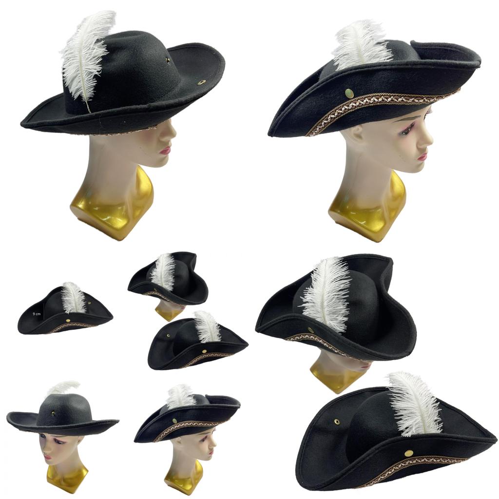 White Feather Pirate Hat Half Handcrafted Design For Halloween Party Cosplay