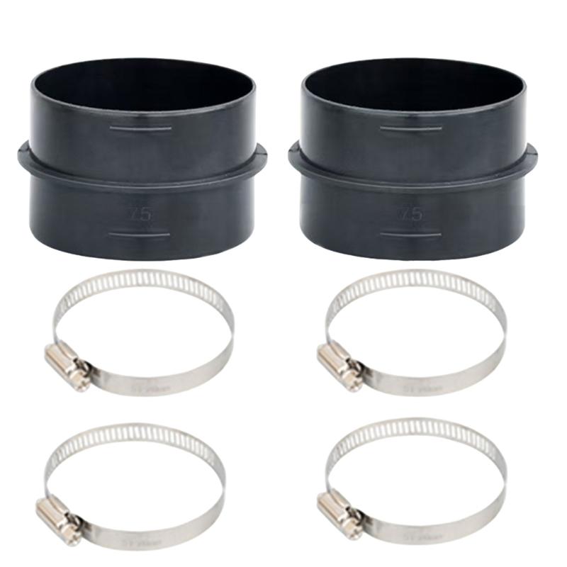 

2Pieces Round Duct Pipe Connectors Set 60mm/75mm Includes Sturdy Clamps for Efficient Airflows In Heating Applications