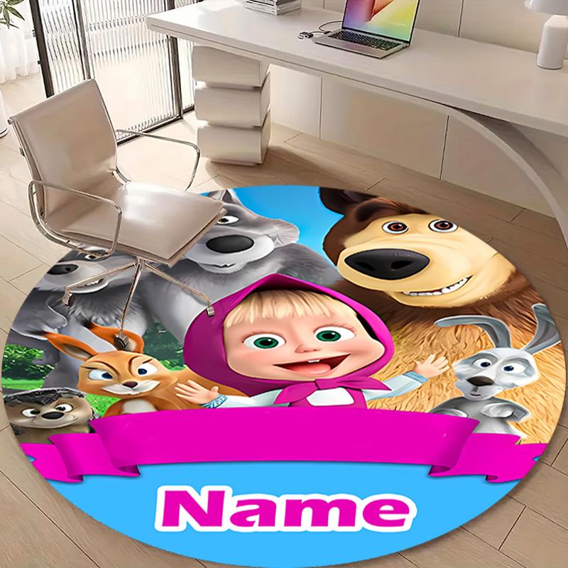 Personalized M-Masha and the Bear Round Chair Office Rug - Perfect for Mat, Office Chair & More - Ideal Gift for Birthdays and Holidays