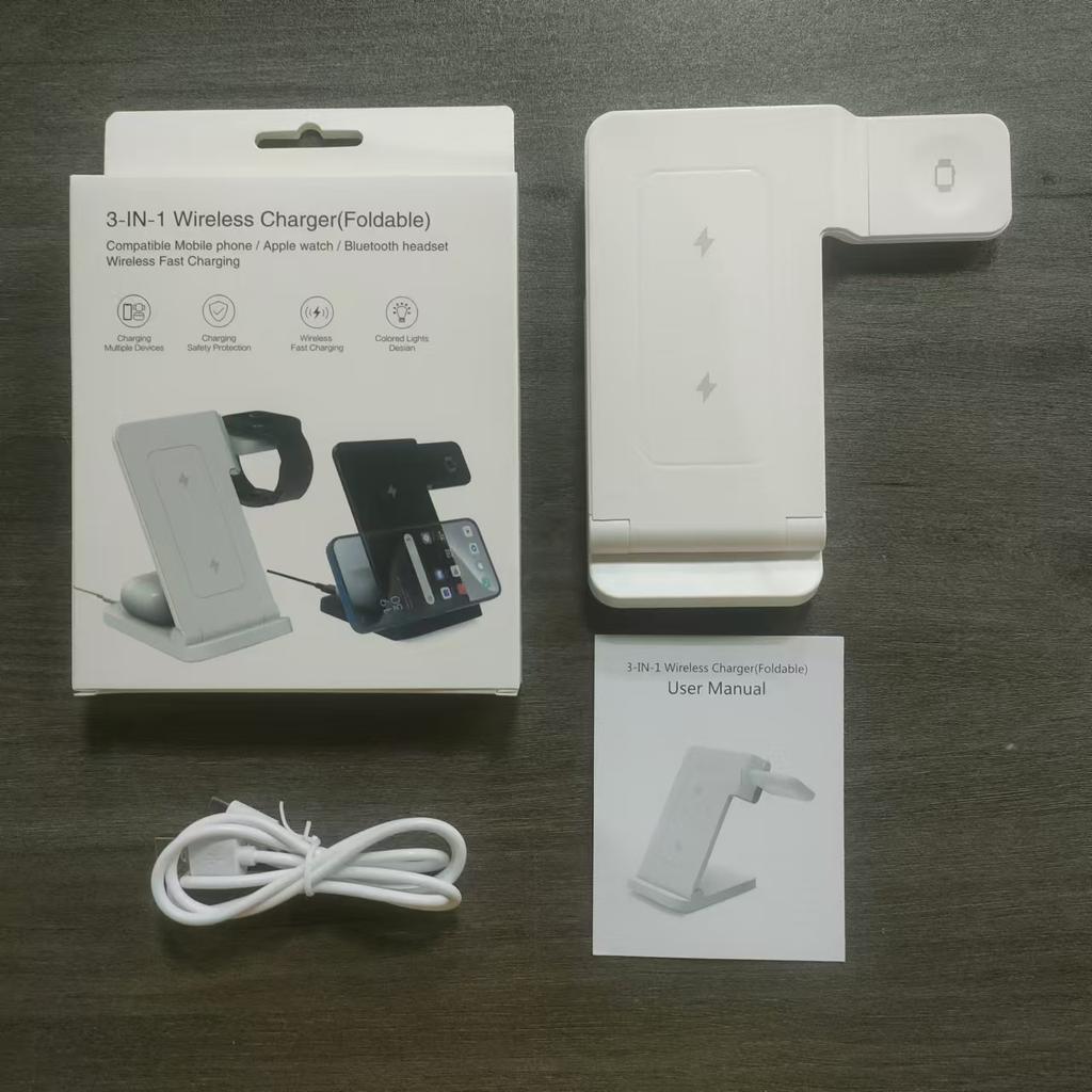Stojak do ładowania bezprzewodowego 3 w 1 30 W Przenośna stacja szybkiego ładowania dla iPhone 16/15/14 Pro Max iWatch 9/8/7/6/5 Airpods 3/2